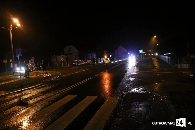 Śmiertelne potrącenie na trasie Ostrołęka - Ostrów (zdjęcia)