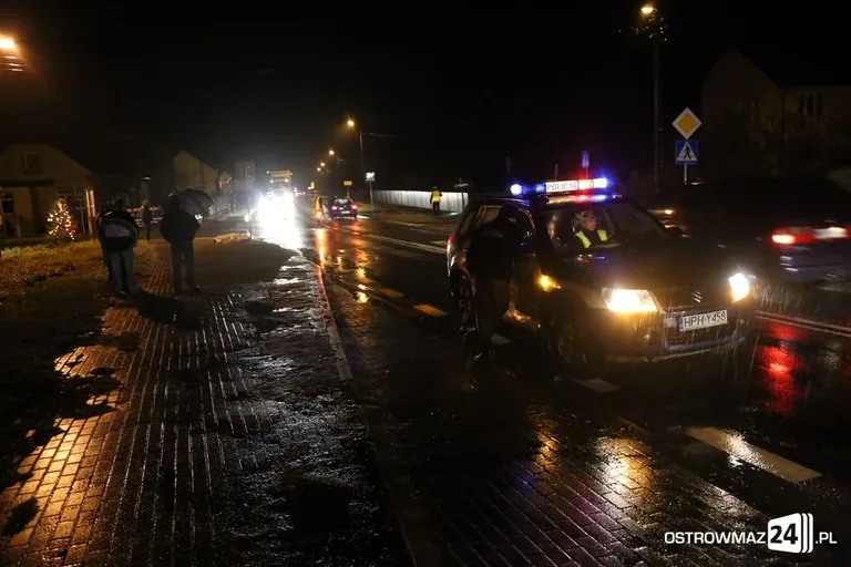 Śmiertelne potrącenie na trasie Ostrołęka - Ostrów (zdjęcia)
