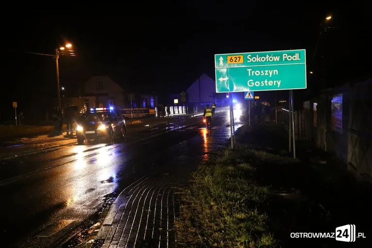Śmiertelne potrącenie na trasie Ostrołęka - Ostrów (zdjęcia)