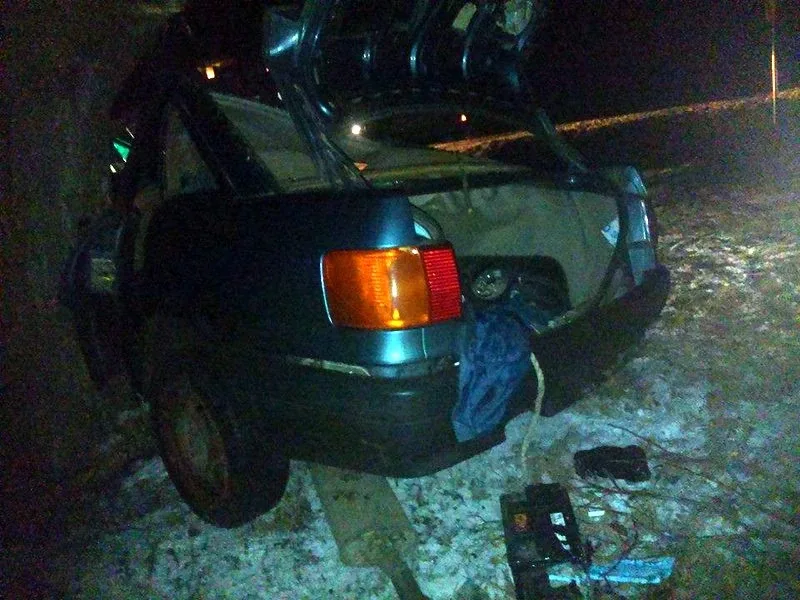 Jechał po pijanemu. Wylądował na drzewie (foto)