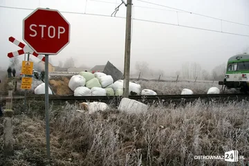 Pociąg uderzył w naczepę (zdjęcia)