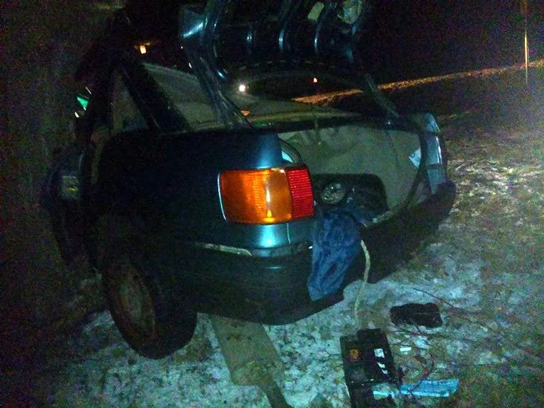 Jechał po pijanemu. Wylądował na drzewie (foto)