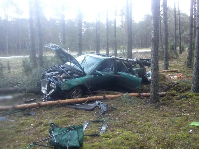 Rozbił auto na drzewie (zdjęcia)