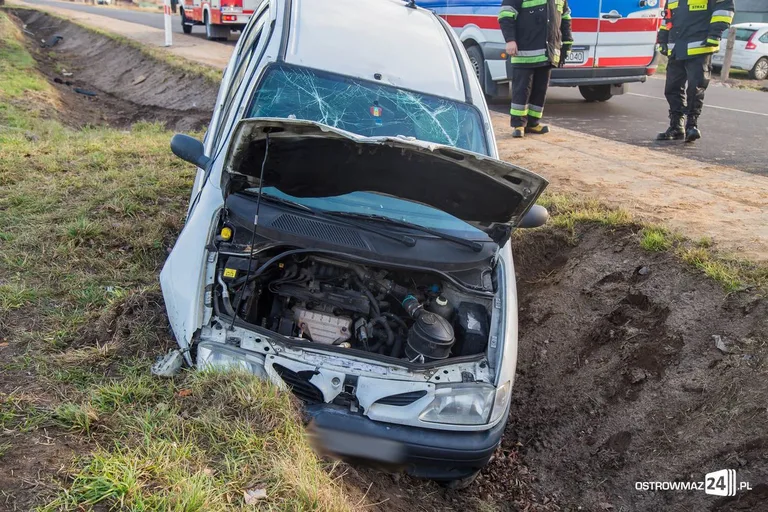 Pijany kierowca renault megane w rowie (zdjęcia)