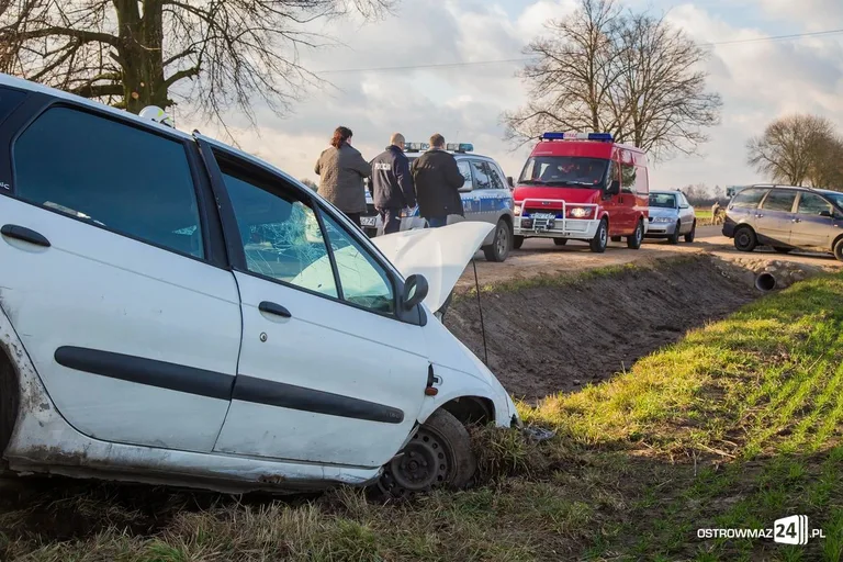 Pijany kierowca renault megane w rowie (zdjęcia)