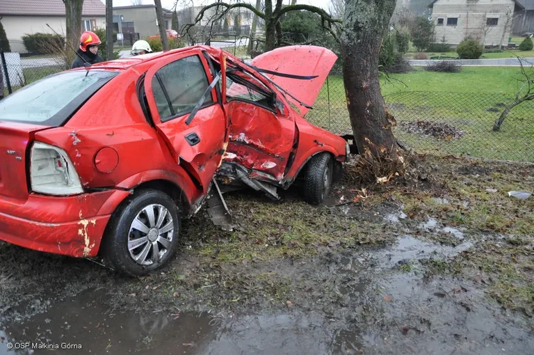Opel uderzył w drzewo (zdjęcia)