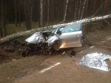 Śmiertelny wypadek na trasie Brok - Poręba (zdjęcia)