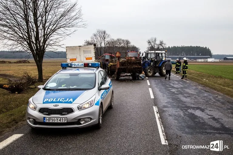 Zderzenie ciągnika z ciężarówką (zdjęcia)