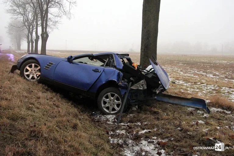 Młody kierowca z młodą pasażerką i sportowe auto. Wypadek (zdjęcia)
