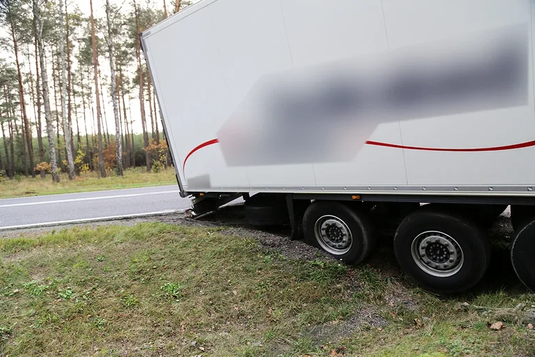 Tir utknął na leśnym parkingu (zdjęcia)