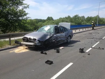 Wypadek w Broku, cztery osoby w szpitalu (zdjęcia)