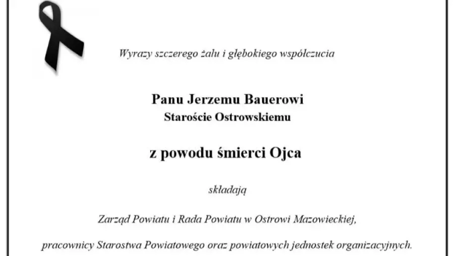 Zmarł Tadeusz Bauer, ojciec Starostry Ostrowskiego Jerzego Bauera