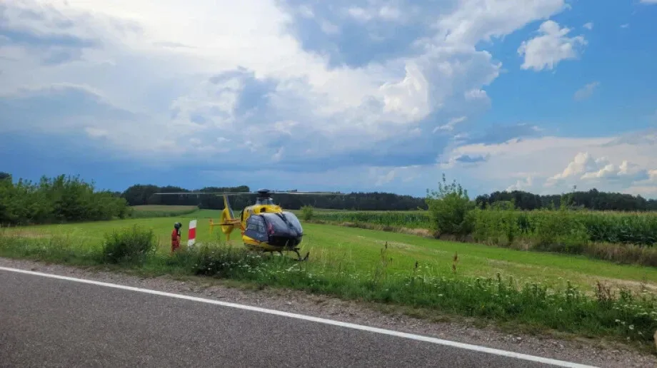 Wypadek motocyklisty. Przyleciało Lotnicze Pogotowie Ratunkowe