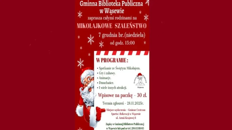 Mikołajkowe szaleństwo w Wąsewie. Będzie spotkanie z Mikołajem!