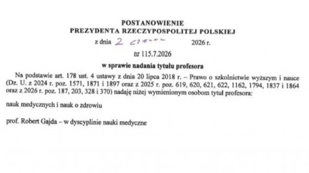 Prof. Robert Gajda z drugim belwederskim tytułem profesora