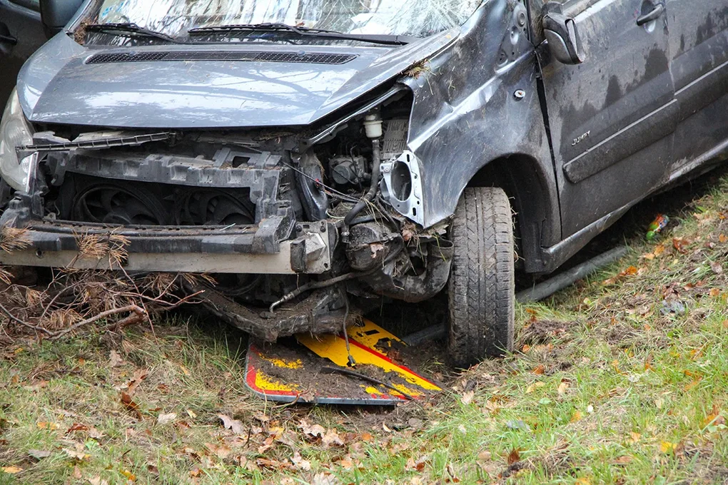 Citroenem uderzył w drzewo. Kierowca w szpitalu (zdjęcia)