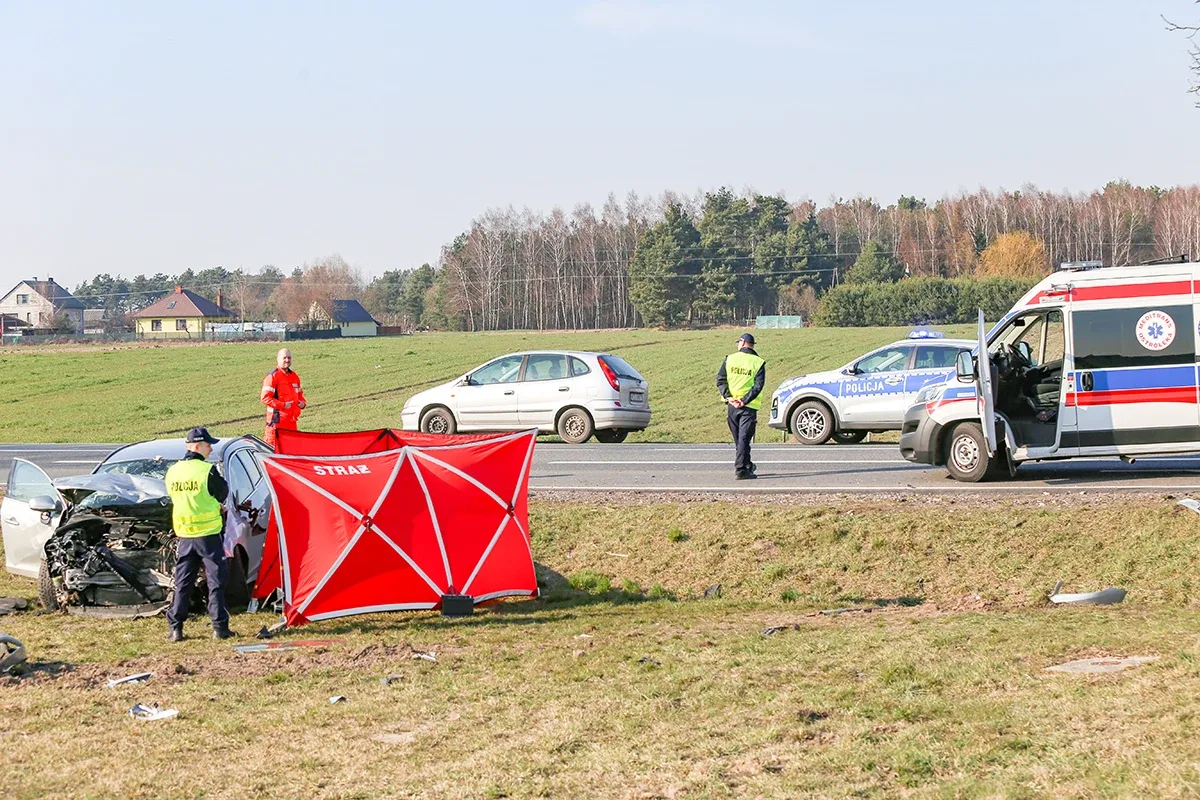 Śmiertelny wypadek na trasie Ostrów Mazowiecka - Różan. Nie żyje 77-letni mężczyzna (zdjęcia)