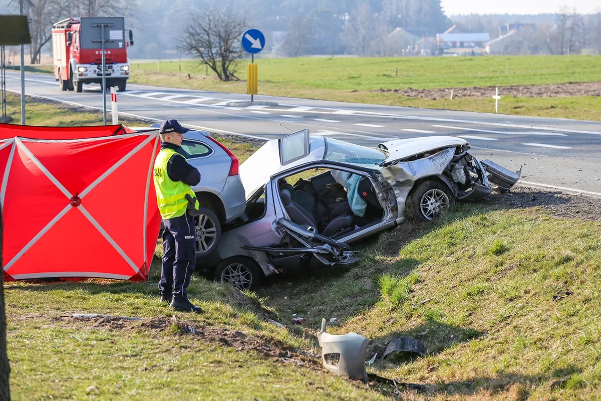 Śmiertelny wypadek na trasie Ostrów Mazowiecka - Różan. Nie żyje 77-letni mężczyzna (zdjęcia)