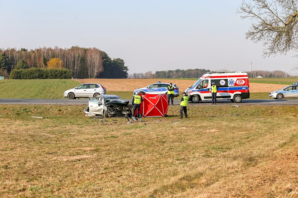 Śmiertelny wypadek na trasie Ostrów Mazowiecka - Różan. Nie żyje 77-letni mężczyzna (zdjęcia)