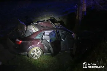 Kierowca osobowego audi zmarł w szpitalu (zdjęcia z wypadku)