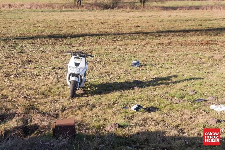 Zagapił się na gołębia, wjechał do rowu (zdjęcia)