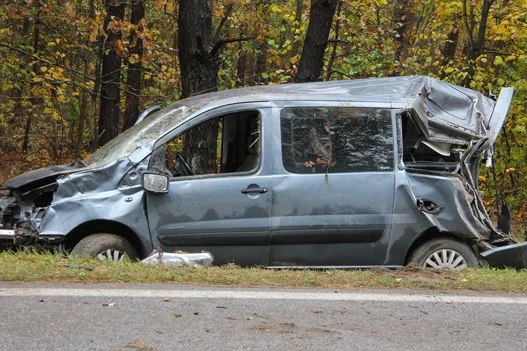 Citroenem uderzył w drzewo. Kierowca w szpitalu (zdjęcia)
