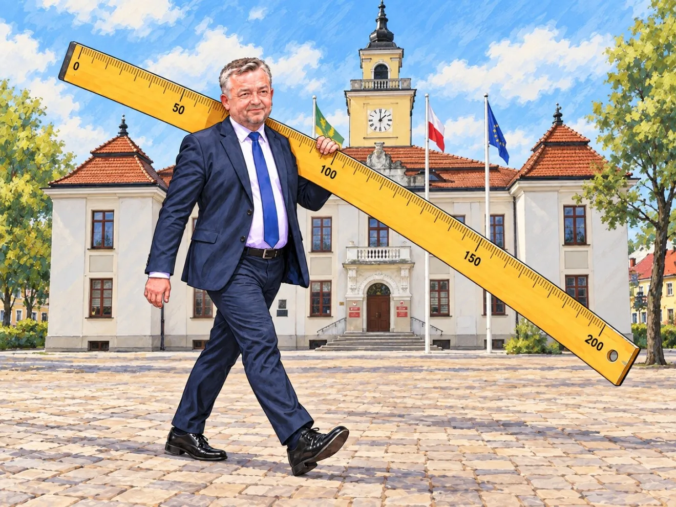 'Kupiłem sobie linijkę'. Burmistrz odpowiada na ostrą krytykę prac na parkingu