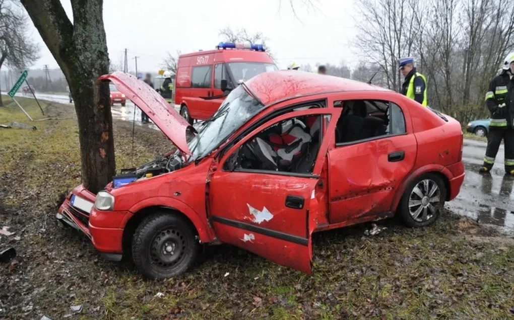 Opel uderzył w drzewo (zdjęcia)