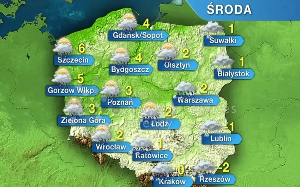 Od środy więcej opadów. Uwaga na bardzo trudne warunki na drogach