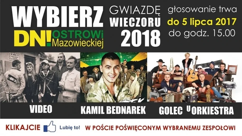 Trwa głosowanie na gwiazdę przyszłorocznych Dni Ostrowi