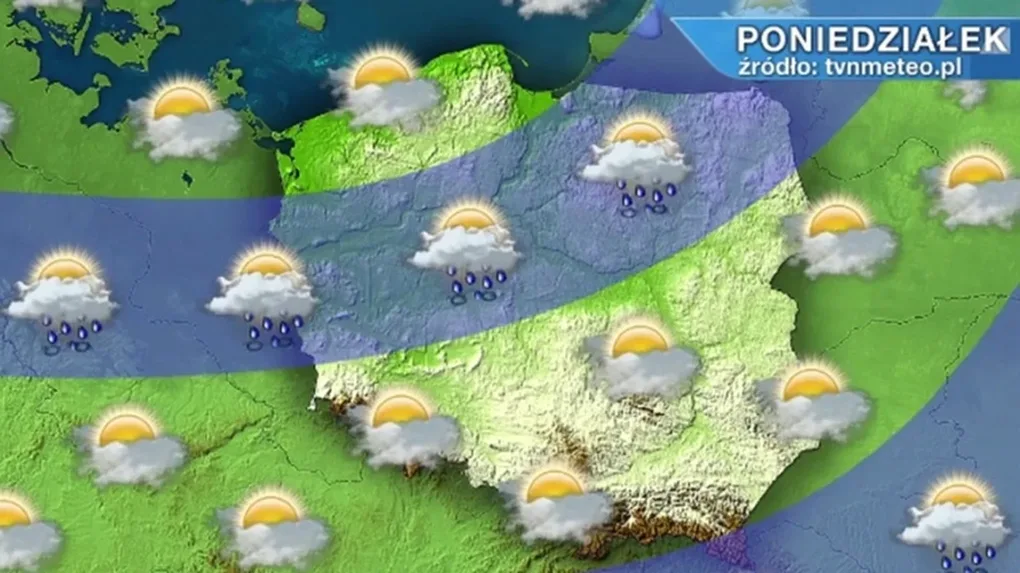 W poniedziałek miejscami popada i zagrzmi