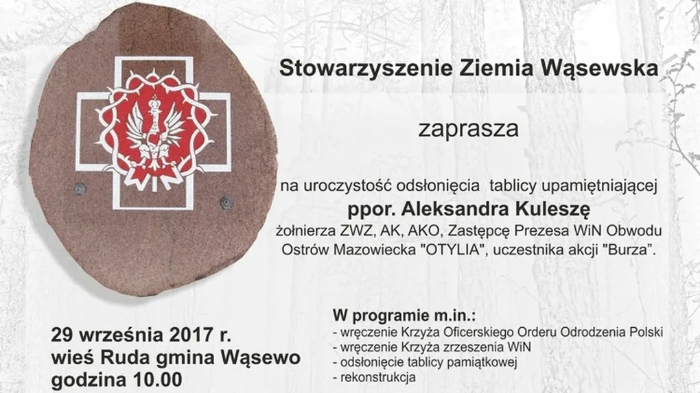 Odsłonięcie tablicy upamiętniającej ppor. Aleksandra Kuleszę