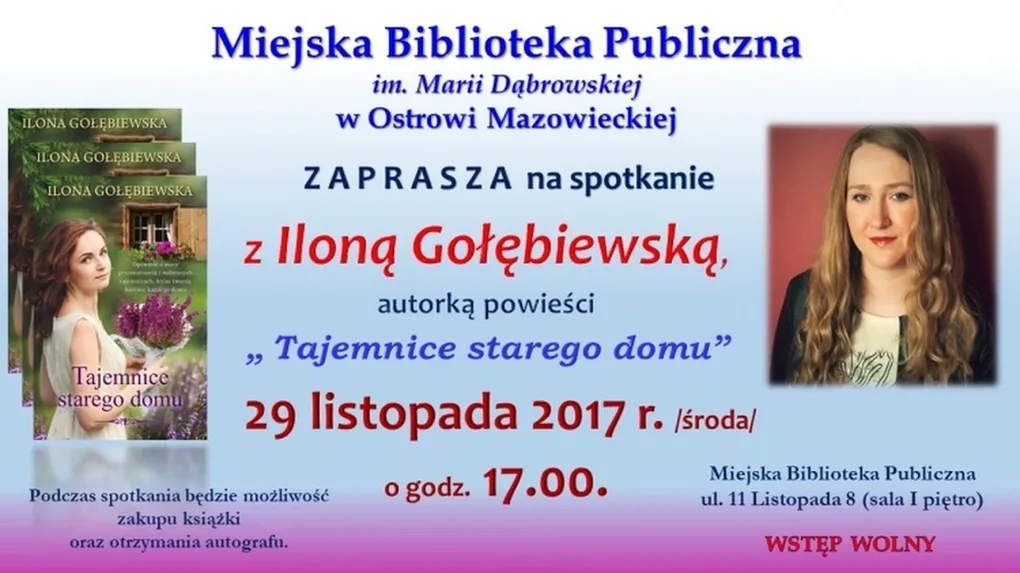 Spotkanie autorskie z Iloną Gołębiewską