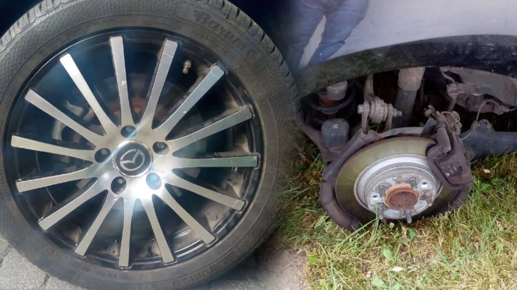 Poszukiwany sprawca kradzieży aluminiowych felg wraz z oponami
