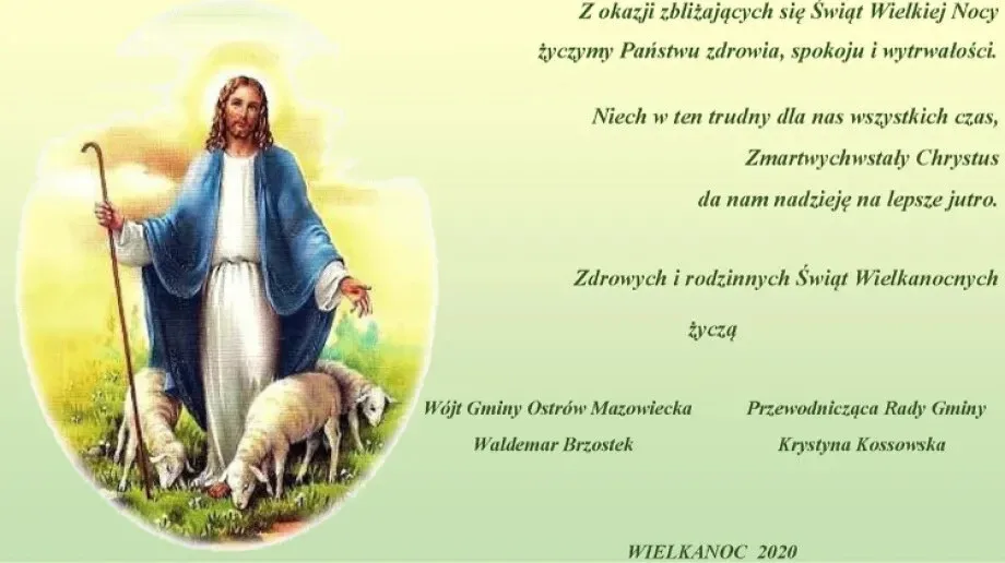 Życzenia wielkanocne od wójta i przewodniczącej rady gminy Ostrów Mazowiecka