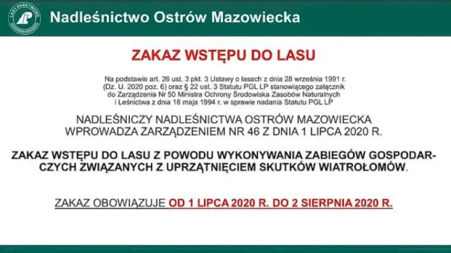 Zakaz wstępu do lasu, sprwadź gdzie