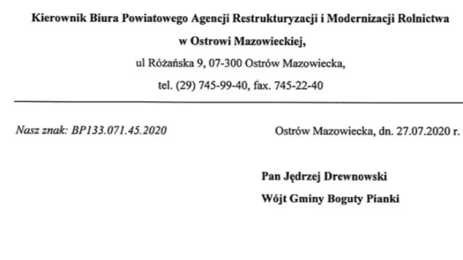 Biuro Powiatowe ARiMR - koniec dyżurów w Bogutach-Piankach