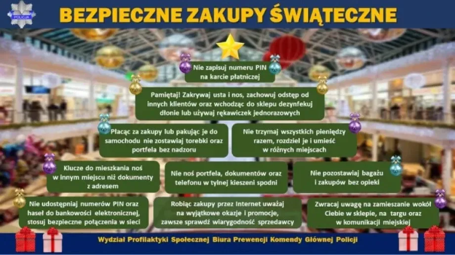 Policja radzi jak bezpiecznie zrobić zakupy świąteczne
