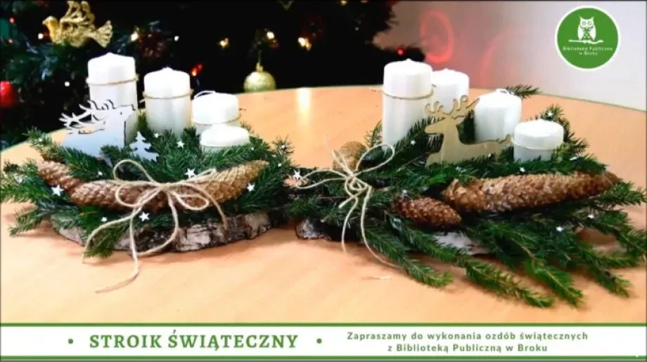 Świąteczny stroik z Gminną Biblioteką Publiczną w Broku