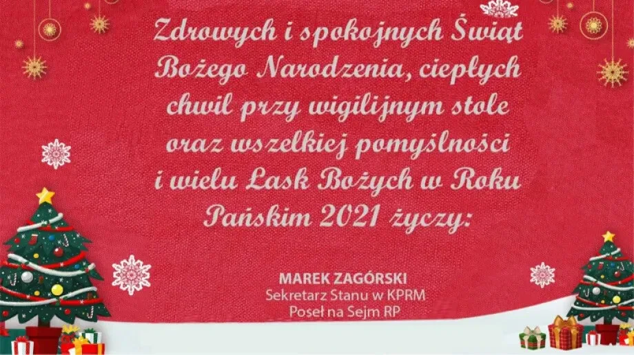 Życzenia świąteczne i noworoczne od Posła na Sejm RP Marka Zagórskiego