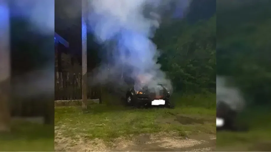 Pożar busa w Nowej Grabownicy