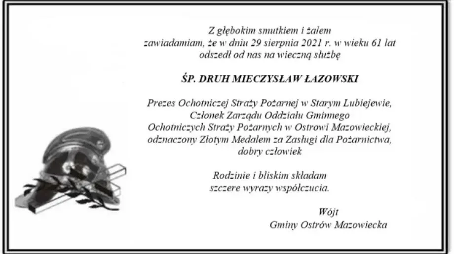 Zmarł Mieczysław Łazowski, Prezes OSP w Starym Lubiejewie