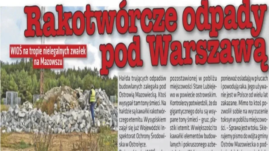 Hałda rakotwórczych odpadów zalegała pod Ostrowią Mazowiecką?