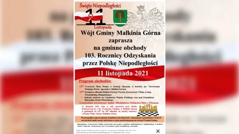 Obchody 103. Rocznicy Odzyskania przez Polskę Niepodległości w Małkini Górnej