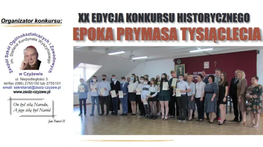 ZSOiZ w Czyżewie zaprasza do udziału w konkursie 'Epoka Prymasa Tysiąclecia'