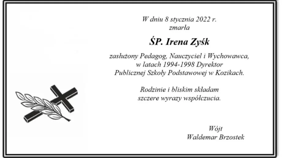 Do wieczności odeszła Irena Zyśk