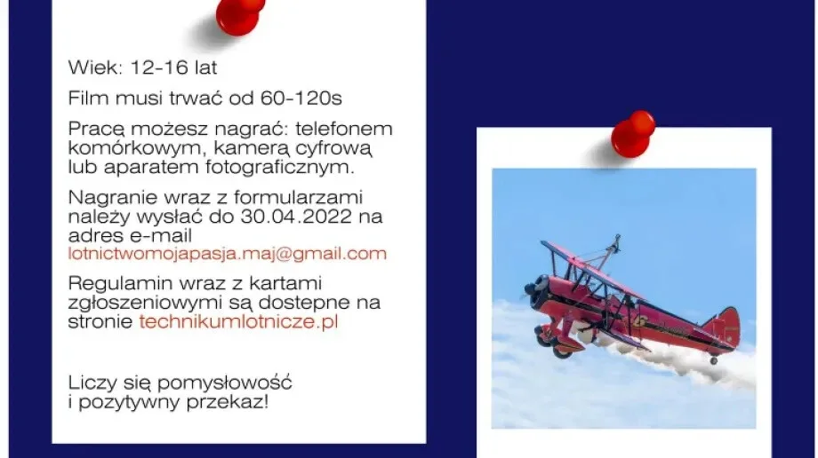CSL Technikum Lotnicze ogłosiło konkurs pt. 'Lotnictwo moja pasja'