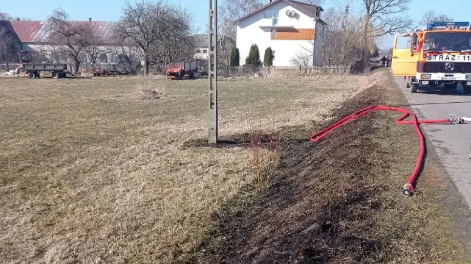 Pożar trawy w Królach Dużych