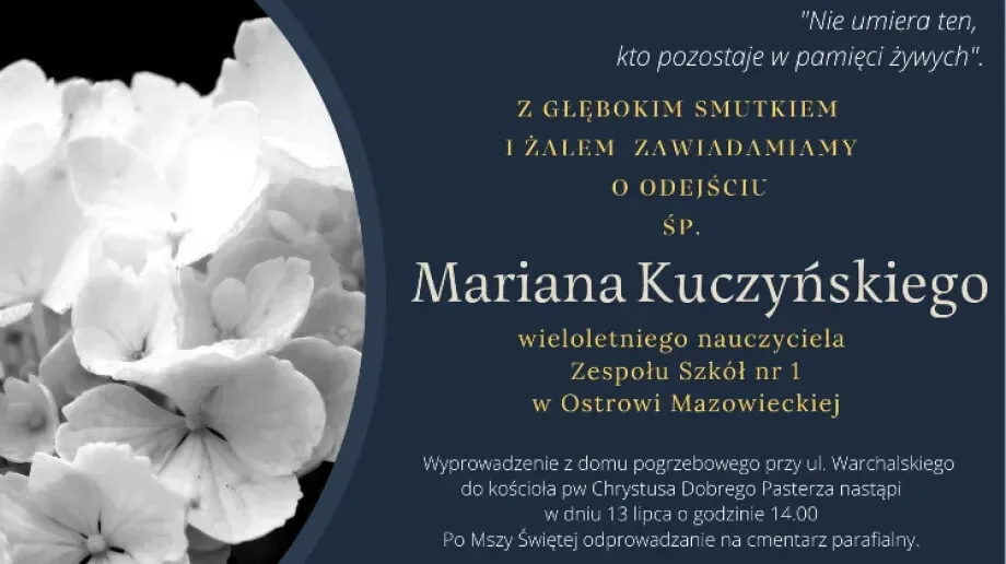 Zmarł Marian Kuczyński, wieloletni nauczyciel ZS nr 1 w Ostrowi Mazowieckiej