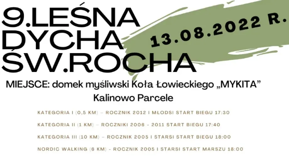 Chętni biegacze mogą wziąć udział w wydarzeniu pt. 'IX Leśna Dycha Św. Rocha' 